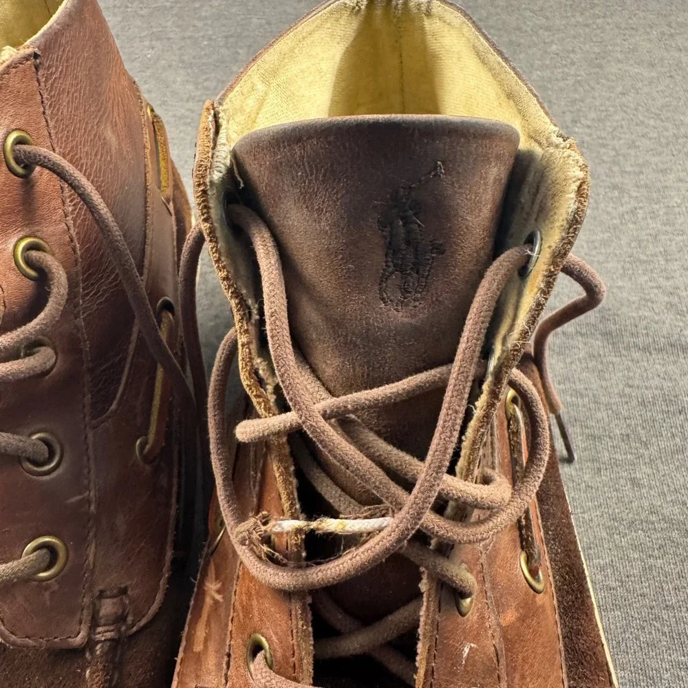 Polo Ralph Lauren Delmon‎ Mens Brown Leather Suede Chukka Boots Size 10.5D